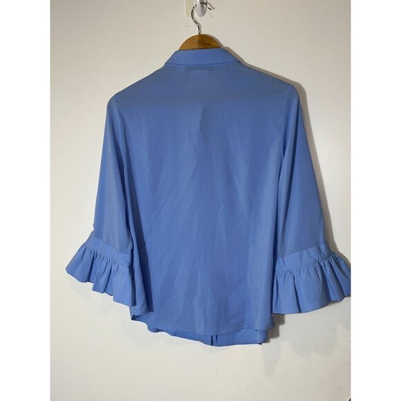 gretchen scott priss chiffon blouse french blue Women size L Large - Picture 5 of 8